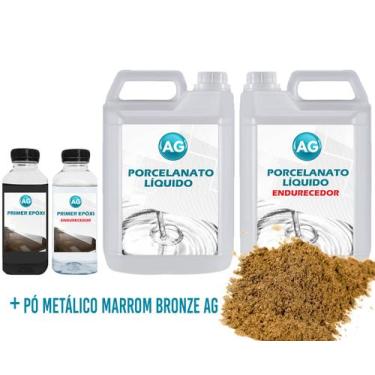 Imagem de Kit Porcelanato Líquido Metálico Marrom Bronze AG por M² - Resinas ag,
