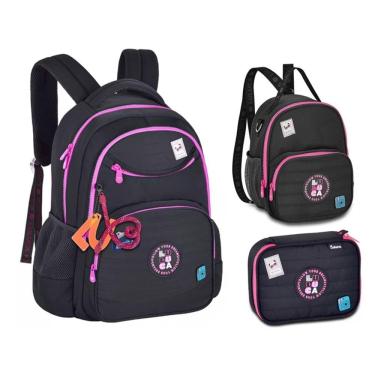 Imagem de Kit Mochila de Costas Luluca com Lancheira e Estojo LU24635 Preto