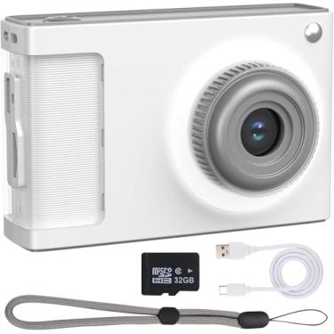 Imagem de Câmera digital LOVCLIKS, câmera infantil FHD 1080p com cartão de 32 GB, tela de 2,4 polegadas, antivibração de zoom de 8x, câmera compacta de 50 MP para filmagem pequena, presente para adolescentes e