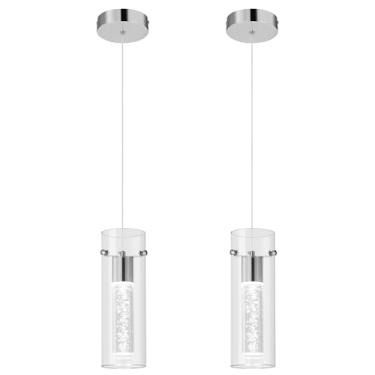 Imagem de BBLLWJ Luminária Pendente De Teto Para Ilha De Cozinha, Luminária Pendente Cromada, Luminária Pendente Led Integrada Com Luz Pendente De Vidro Bolha De Cristal, Luminárias Pendentes Modernas Para I