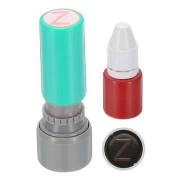 Imagem de PATIKIL Carimbos de letras, autotinta, alfabeto Z, professor, tinta vermelha, para cadernos de aula, scrapbook, artesanato, verde