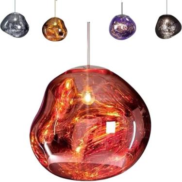 Imagem de Lustre de vidro fundido moderno, lustre de sombra de vidro irregular LED, corda suspensa ajustável de 150 cm, lustre de lava pendurado, para loja, clube, iluminação interna, a, 20cm