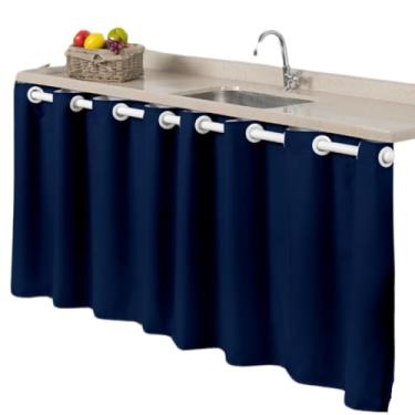 Imagem de Cortina Oxford para Sala e Quarto, 2,80M x 1,70M, Tecido Liso 100% Poliéster, 18 Ilhós, Cor Lisa (AZUL MARINHO)