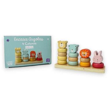 Imagem de Brinquedo Didático Madeira Encaixe Argola Montessori Animais - Toy Mix