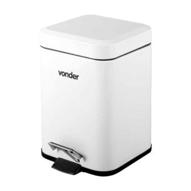 Imagem de Lixeira retangular 3 litros inox branca vonder