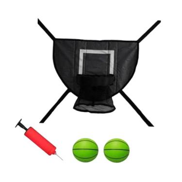 Imagem de rockible Mini cesta de basquete para trampolim leve, base de basquete, gol, acessórios para trampolim, Preto