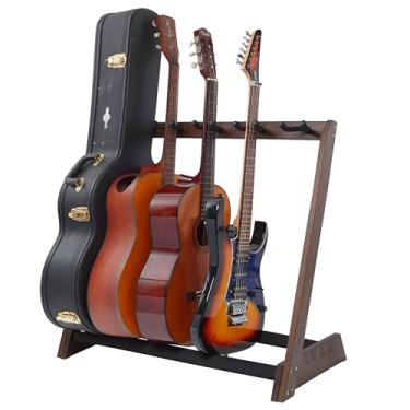 Imagem de Nefelibata Suporte De Guitarra Multifuncional Com 5 Suportes, Suporte De Madeira Para Guitarra, Suporte De Chão Para Guitarras E Estojos, Guitarras Elétricas, Violões, Baixos, Violoncelos - Freixo