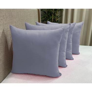 Imagem de Kit com 4 Capas de Almofada Decorativas Micro Percal 400 fios Sala Sofá Coloridas (Cinza)