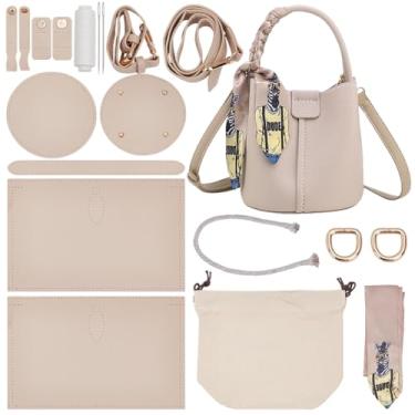 Imagem de WADORN Kit de fabricação de bolsa balde de couro sintético faça você mesmo, bolsa transversal, conjunto de artesanato para bolsas femininas, bolsa de ombro feita à mão, acessórios de costura para