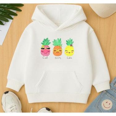 Imagem de Agasalho Blusa De Frio Canguru Feminino Infantil Estampa Frutas Fofas 