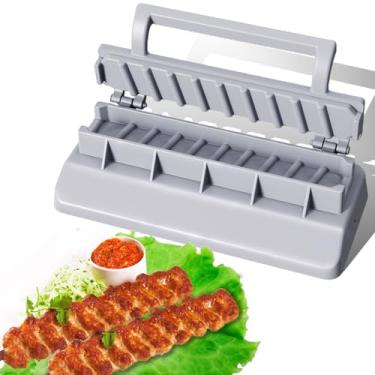 Imagem de Pamkiid Máquina De Prensa Para Fazer Kebab, Molde Espetos Grandes Espetinho, Manual Espetinhos Carne Carneiro, Ferramenta Grelhar Churrasco, Cinza