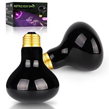 Imagem de HANJION Pacote Com 2 Lâmpadas Infravermelhas De 100 W Para Aquecimento Noturno, Luz Luar Répteis, Cobertura Vidro Preto, Animais Estimação, Lâmpada Uva Anfíbios, Lagartos, Dragões Barbudos E Camaleõ