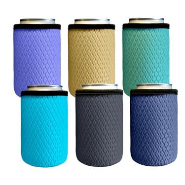 Imagem de Klyrith Pacote Com 6 Mangas Térmicas Para Latas De 12 Oz, Isoladas, Reutilizáveis, Porta-Cerveja, Capas Macias Neoprene Antiderrapantes Recipientes Bebidas, Água Gás, Bebidas Energéticas E Garrafas