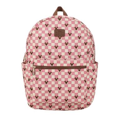 Imagem de Disney Mickey Mouse Mochila de Viagem Adulto Xadrez Rosa 42 cm