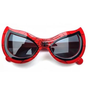 Imagem de Rawan Fresh Óculos de sol com tema de teia vermelha – Óculos divertidos de proteção UV estilo super-herói para crianças, adolescentes e adultos – Acessório legal para fantasias e festas