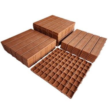 Imagem de Deck Modular Plástico, Textura Madeira, 30x30cm, Kit 5 Unidades, 1,5cm de Altura (Cedro)