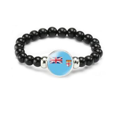 Imagem de vmcoatdu Pulseira de bandeira nacional com contas de corda elástica apoia seu país viagem lembrança presentes para homens e mulheres, One size, Liga metálica, Vidro