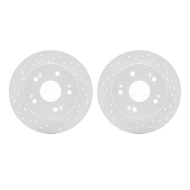 Imagem de Dynamic Friction Company Freios traseiros e rotores | Rotores de freio perfurados | Rotores de freio a disco traseiro | Serve para Acura CSX 2006-2011; Acura ILX 2013-2015; Honda Civic 2006-2015