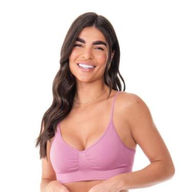 Imagem de Sutiã Top Alça Fina Regulável com Bojo Removível sem Costura Flor de C