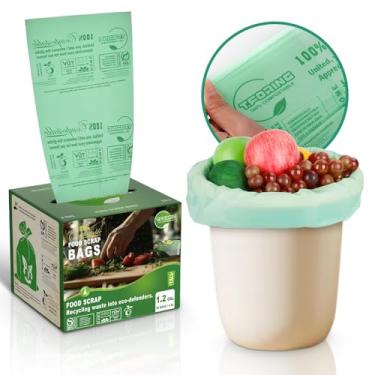 Imagem de T.FORING Sacos De Compostagem 1,2 Galão, 4,5 Litros, 0,8 Mil, 80 Unidades Lixo Compostável, Restos Comida Cozinha Pequena, Astm D6400, Eua Bpi, Cma E Certificado Para Casa Na Europa