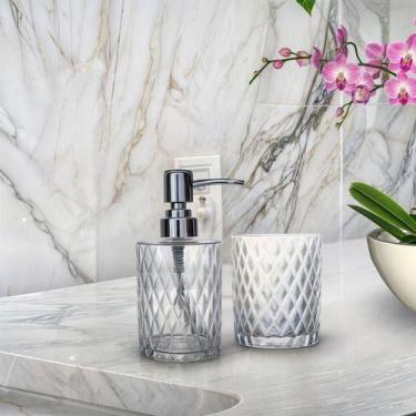 Imagem de Conjunto 2 Pç Porta Sabonete Líquido Escova Vidro Banheiro - Lyor, Dia