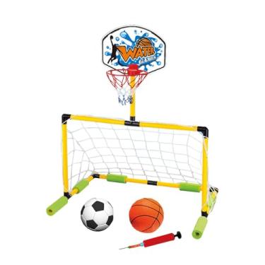 Imagem de MERIGLARE Conjunto de jogo de polo aquático flutuante, brinquedos de piscina de verão, brinquedo flutuante portátil multifuncional para piscina de futebol para, 56x48x78cm