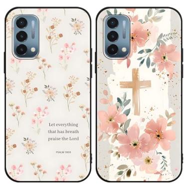 Imagem de Zrutru Pacote com 2 capas de telefone florais de desenho animado para Oneplus Nord N200 5G 16.5 cm, capas fofas com estampa de colagem de flores kawaii, design estético, capa protetora de TPU preta