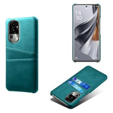 Imagem de Capas Compatível com OPPO RENO 10,tampa protetora de couro falso,design de saco de cartão com 2 fendas de cartão atrás,proteção anti-impressão digital e anti-gota-Green
