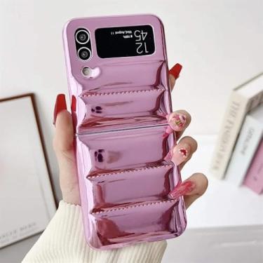 Imagem de Capa de silicone macio com revestimento de jaqueta de plumas para Samsung Galaxy Z Flip 6 5 4 3 ZFlip Flip5 Flip6, roxa, para Samsung Z Flip 3