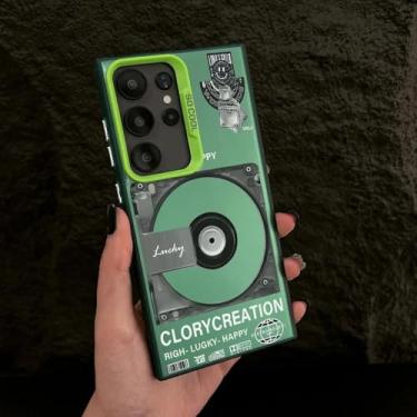 Imagem de YOGISU Capa de celular fosca com revestimento retrô para toca-discos Samsung A16 (para Samsung A16/CD verde)