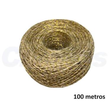 Imagem de Fio de Juta Lurex Dourado 200 Metros Corda Cordão Tag Convite Artesana