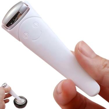 Imagem de KINTEGOOD Mini rolo de gelo para rosto e olhos, ferramenta de massagem facial portátil de aço inoxidável com colher de creme para viagens, olheiras e alívio de inchaço, branco