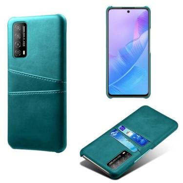 Imagem de Capas Compatível com Huawei Enjoy Y20 SE,Caso de couro PU-Tampa de telefone a prova de choque com 2 slots de cartão,Proteção anti-impressão digital e anti-gota-Green