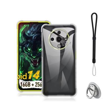 Imagem de NOUKAJU Capa para Ulefone Armor-X31 Pro e Armor X31, capa protetora de TPU, função de suporte, suporte ajustável, antiqueda, à prova de choque, capa protetora para Ulefone Armor X31 Pro (transparente)