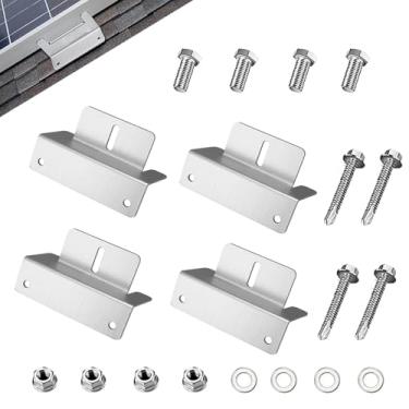 Imagem de Trisinger Suportes Z de montagem de painel solar, com porcas e parafusos para painel solar de 100 w 150 w 200 w 300 w, alumínio livre de corrosão, bom para RV, barco, telhado, instalação fora da rede, conjunto de 4 unidades