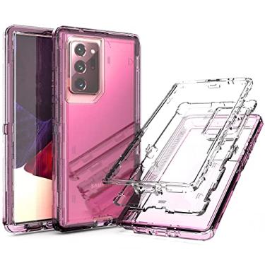 Imagem de YmhxcY Capa para Galaxy Note 20 Ultra - 3 camadas de proteção contra quedas, silicone à prova de choque, rosa transparente