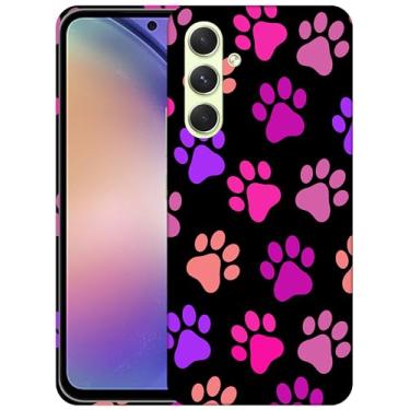 Imagem de Capas SM compatíveis com Samsung Galaxy A54 5G - Dog Paw Seamless Design impresso 3D capa traseira de plástico rígido para Samsung Galaxy A54 5G. Branco