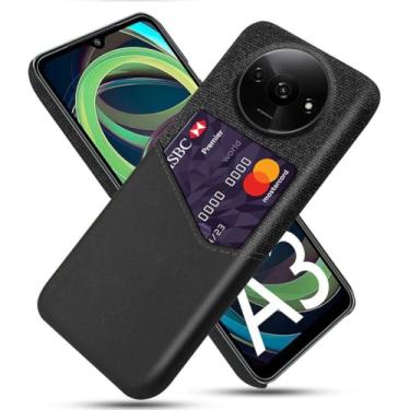 Imagem de Capa para Xiaomi Redmi A3 4G,Tela e tampa de couro PU,Antideslizante,360°cobertura completa à prova de choque com 1 slot de cartão atrás,Prevenção de queda-Black