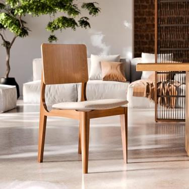 Imagem de Kit Cadeiras Turmalina 8 Peças Madeira Maciça Linho Bege Mel