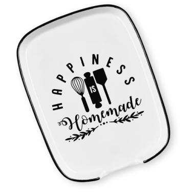 Imagem de Msyueos Descanso De Colher Cerâmica, Suporte Caseiro Para Fogão, Acessórios Fofos Cozinha, Decoração, Balcão, Café, Chá, Espátula Utensílio Fazenda, Presente Natal