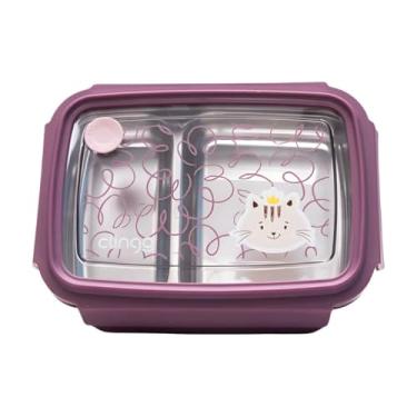 Imagem de Lancheira Infantil Bento Box Divisórias Rosa Tampa Hermetica