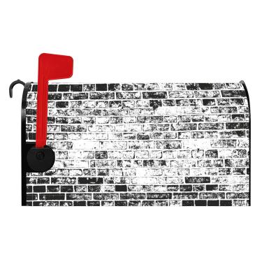 Imagem de Baocicco Caixa de correio de parede de tijolo preto e branco antigo textura vintage capa magnética para caixa de correio - tamanho padrão 53 x 45 cm para quintal casa