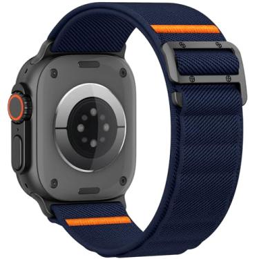 Imagem de Pulseira esportiva compatível com Apple Watch Ultra 2 de 49 mm, 46 mm, 45 mm, 44 mm, 42 mm, 41 mm, 40 mm e 38 mm, masculina, pulseira de nylon elástico com gancho G para iWatch séries Ultra 10, SE 9