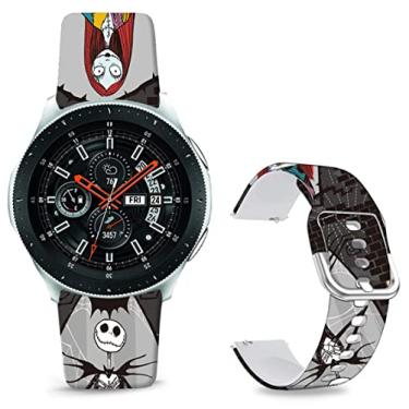 Imagem de Sjiangqiao Pulseiras estampadas com padrão compatível com Samsung Galaxy Watch 7/FE/6/5/4 de 40 mm e 44 mm/Galaxy Watch 6 Classic de 47 mm e 43 mm, masculina e feminina de 20 mm (Sally/Jack)