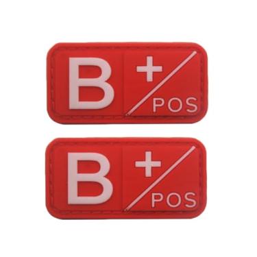 Imagem de Ruoming 2 peças externas 3D PVC borracha macia tipo sanguíneo médico, crachá de gancho de resgate, emblema de moral, acessório DIY (vermelho B +)