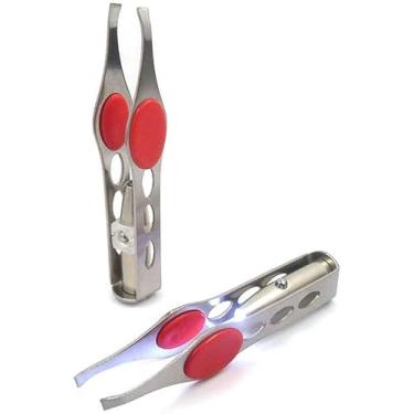 Imagem de Pinça com luz LED para remoção de pelos, ferramenta de maquiagem, pinça de sobrancelha, aparador de cílios, aparador redondo, ferramentas de sobrancelha, pinça de cabelo, encravada para pinça