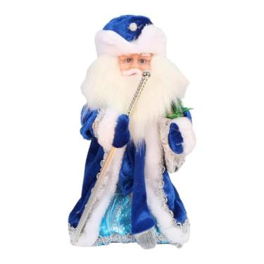 Imagem de rockible Brinquedo de Natal Papai Noel 30cm com Função de Cantar E Dançar para Mesa, azul, Tamanho real