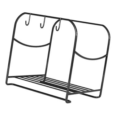 Imagem de Bothyi Suporte de armazenamento para lavatório, prateleira de banheiro, resistente, com ganchos, à prova d'água, economiza espaço, suporte de ferro, Preto