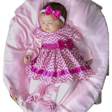 Imagem de Saída de Maternidade Menina Aconchego Elegance Rosa 05 Peças P - Amora