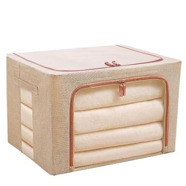 Imagem de Caixa Organizadora de Guarda-Roupa 60L Dobrável com Zíper Rígida Multiuso para Roupas, Brinquedos(Compre 1 e Leve 2)